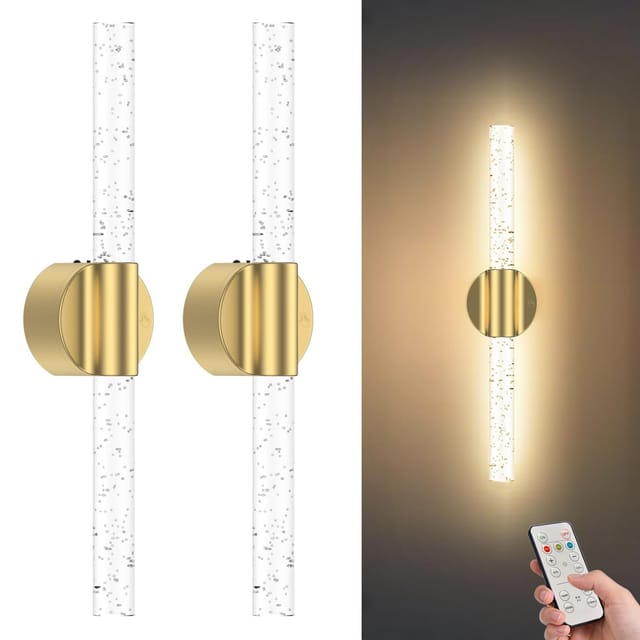 3CCT Dimmable Battery Wall Sconces Set of 2 – Gold – New