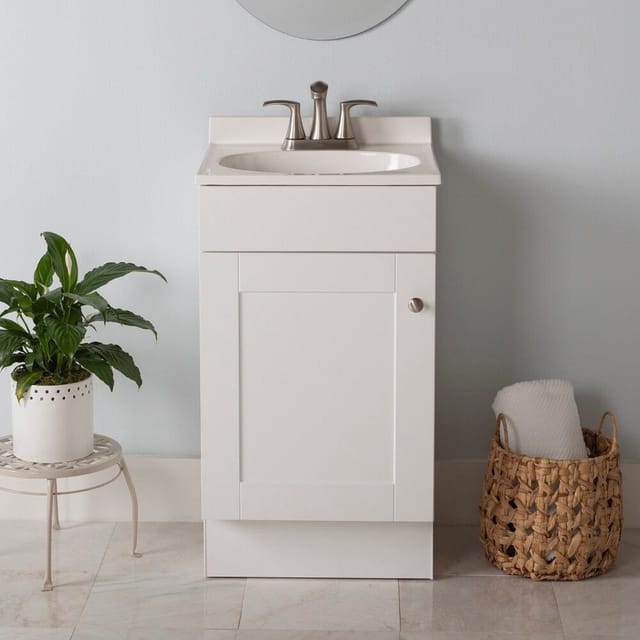18" Project Source Dover White Bathroom Vanity – Used – Good