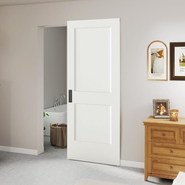 30" x 84" White Primed Concealed Sliding Barn Door