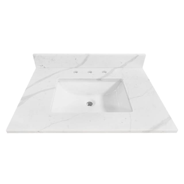 31" Allen + Roth Calacatta White Quartz Top Bathroom Vanity – Like New