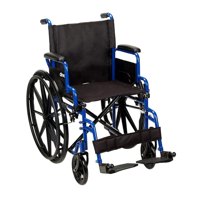 18" Drive Medical Blue Streak Lightweight Transport Chair – New