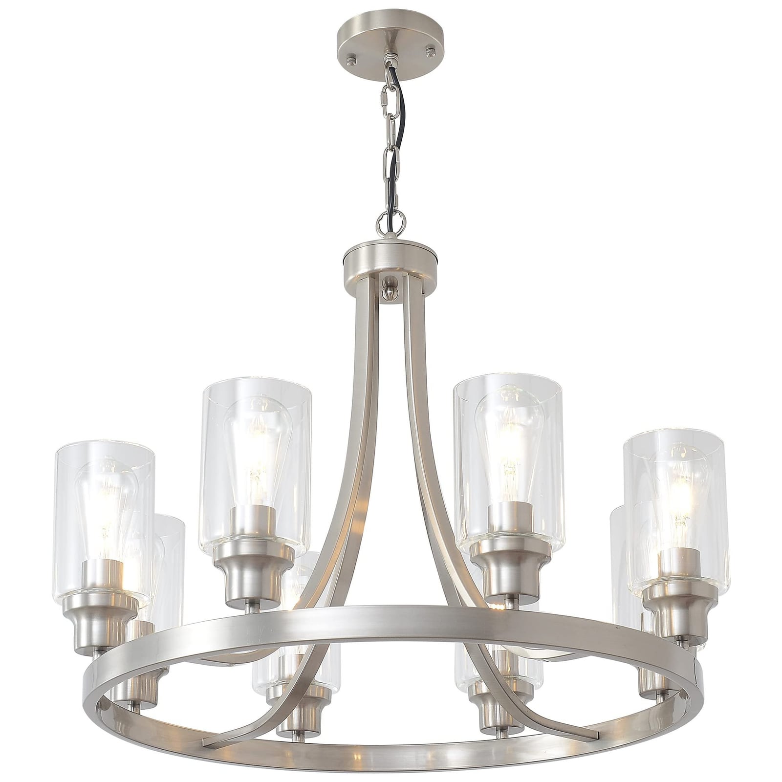 Modern Brushed Nickel Chandelier 8 Lights – New