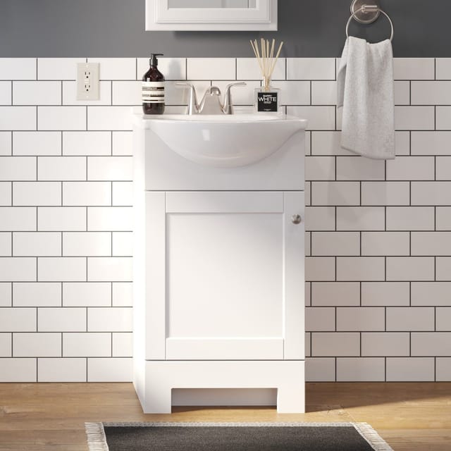 18" Project Source Euro White Bathroom Vanity with Top – New