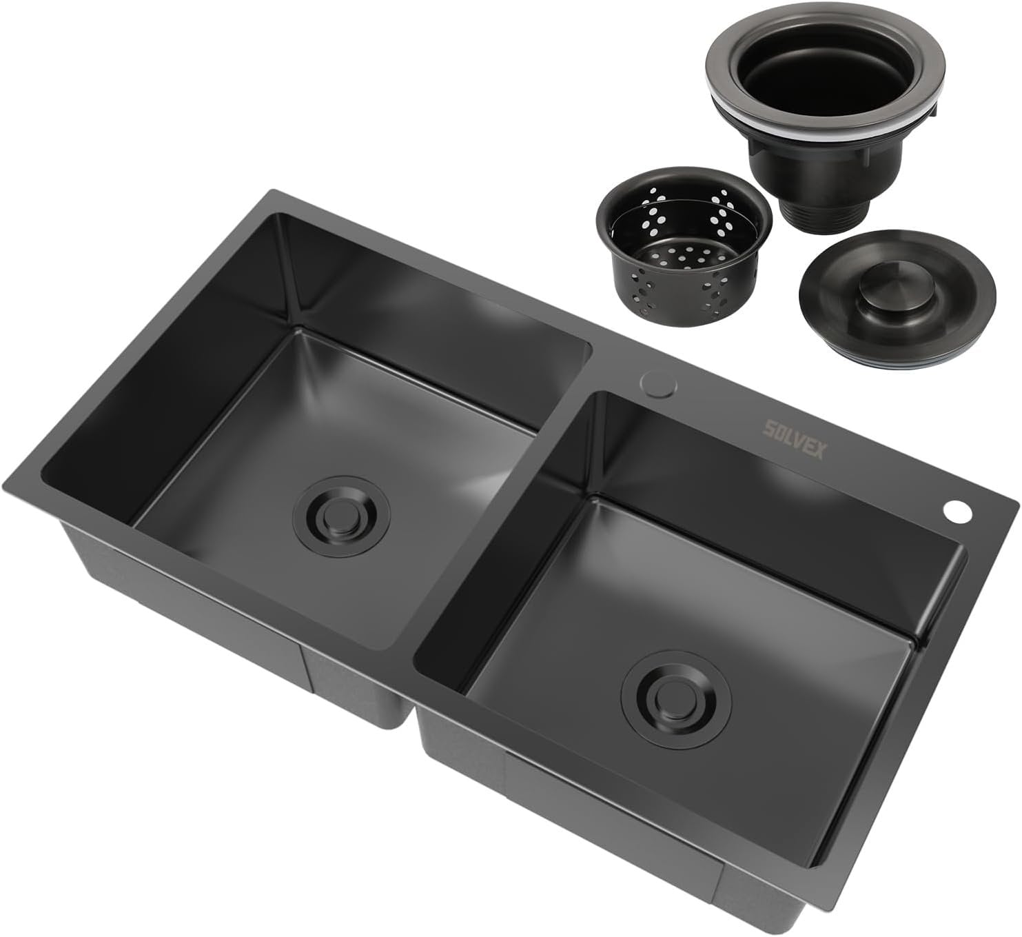 33" x 18" Double-Bowl Kitchen Sink – Black – Used – Good