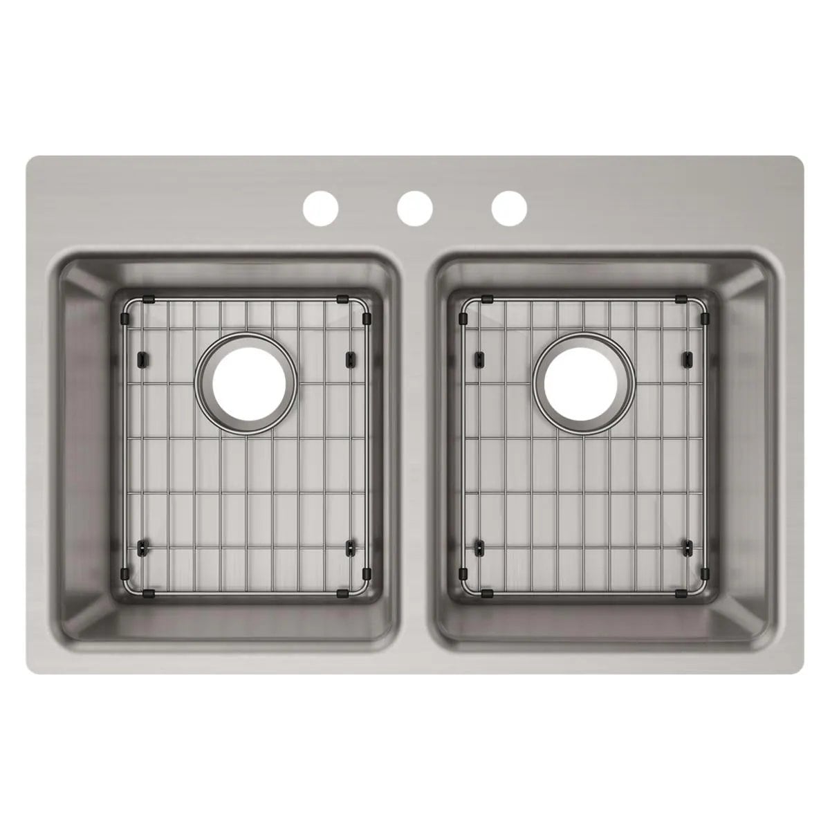 Elkay Greenwood 33 x 22 in Stainless Steel Double-Bowl Kitchen Sink, 3 Holes