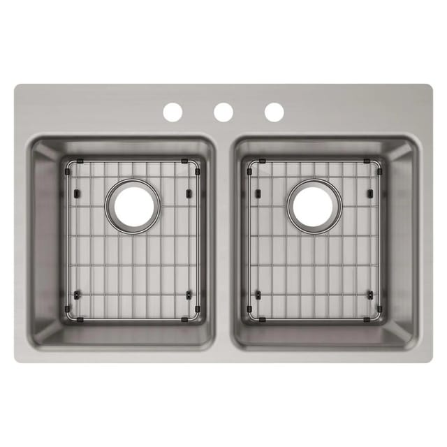 Elkay Greenwood 33 x 22 in Stainless Steel Double-Bowl Kitchen Sink, 3 Holes