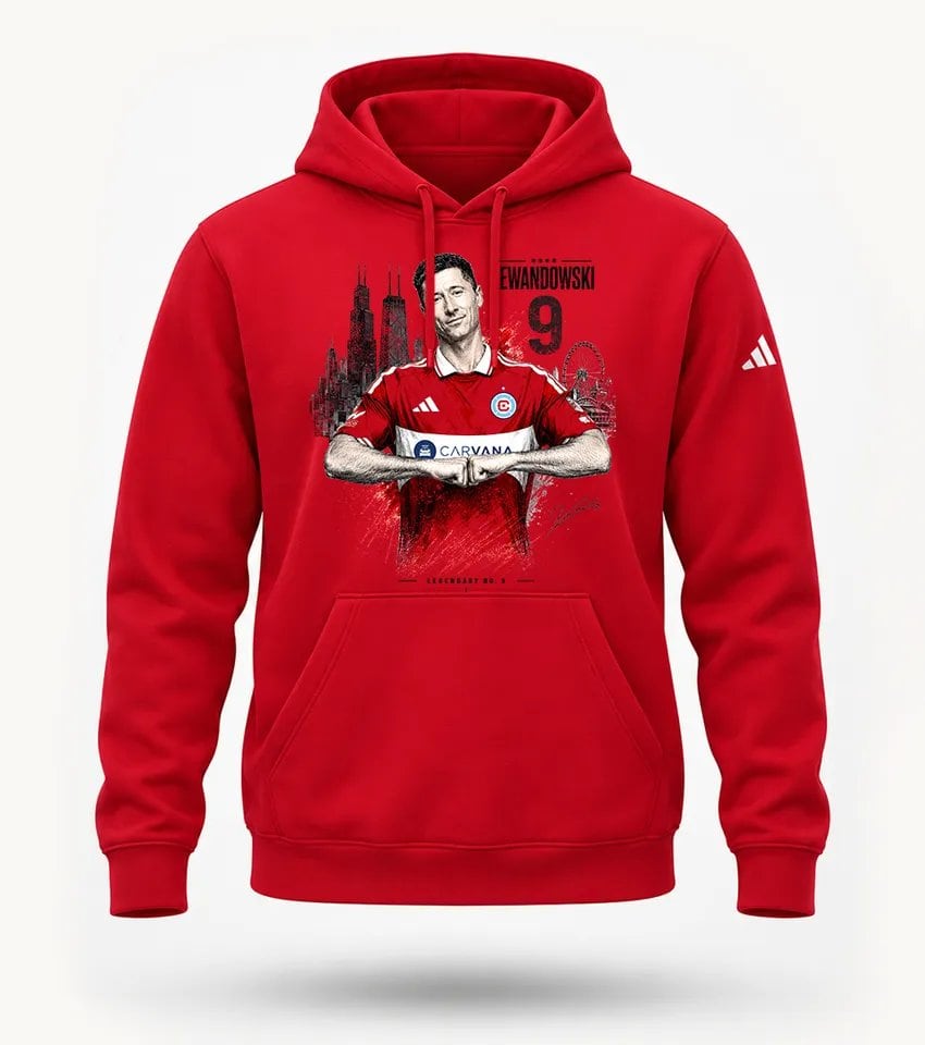 Robert Lewandowski #9 Hoodie – Red Football Hoodie